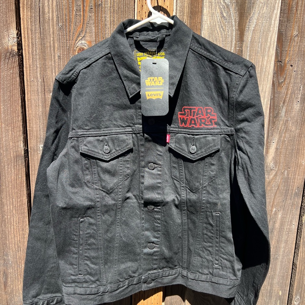 Levi's Black Denim Jacket with Red Star Wars Logo